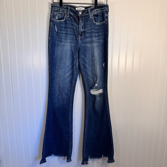 NWT Lovervet by Vervet High Rise Flare Jeans Distressed Raw Hem Size 28/7 - Picture 2 of 13